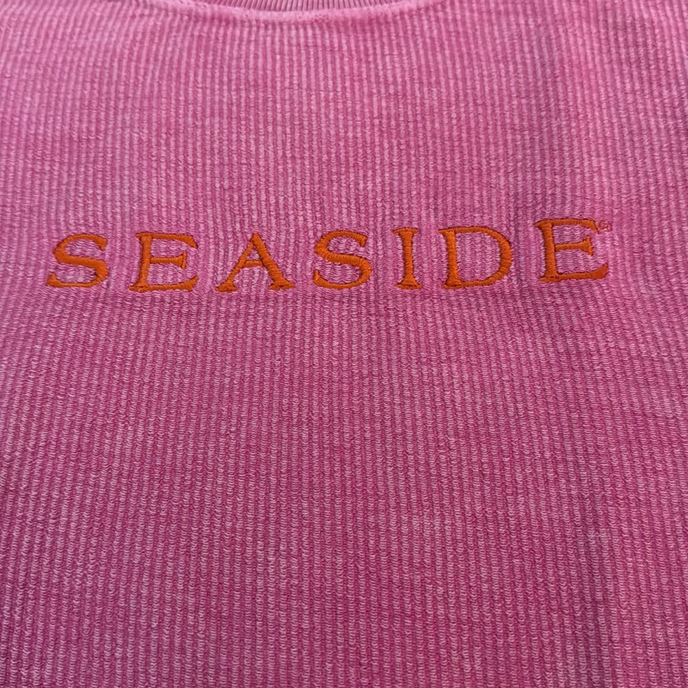 Limited edition color seaside ribbed corded sweatshirt size small pink orange